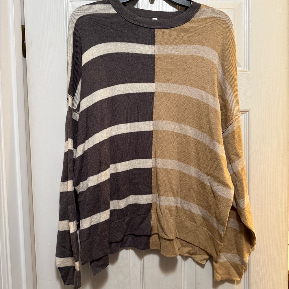 Wishlist Sweater in Brown and Tan Stripes